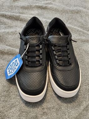 Hey Dude Hudson M Leather Shoes – Men’s 8 – Black/White – NWT Casual Comfort